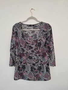 Ladies George Moda 3/4 Sleeve Top, Size 20 Green Pink Floral Summer Holiday Work - Picture 1 of 17