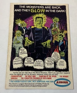 1969 Aurora ad page ~ GLOW IN THE DARK MONSTERS Frankenstein,Dracula,Mummy, more - Picture 1 of 1