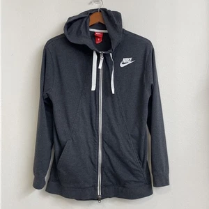 VTG Nike Hoodie Jacket Womens M Dark Gray Full Zip Pockets Sporty  Running Comfy - Picture 1 of 13