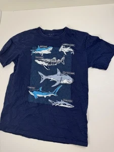 PLACE Shark Graphic Tee Boys XXL 16 Short Sleeve Navy Blue - Picture 1 of 4