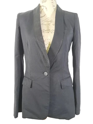 DOLCE & GABBANA Wool Tux Blazer Jacket Black Trimmed Single Breasted Women's 42 - Image 1 of 4