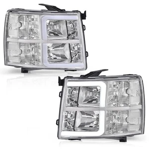 C Type LED DRL Headlights for Chevy Silverado 1500 2500 3500 2007 2014 - Picture 1 of 9