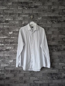 Jaeger Men’s Shirt 17” Collar White Blue Check 100% Cotton Smart Work - Picture 1 of 7