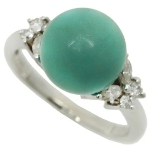 Ring Platinum Pt900 7.8g 11.1mm Melee diamond 0.40ct turquoise TS#170 - Bild 1 von 7