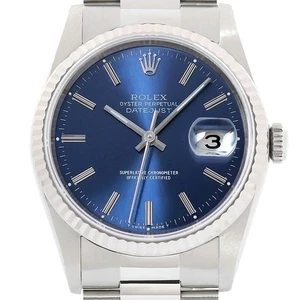 Rolex Mens Datejust 16234 Blue 18K White Gold Steel Watch w/ Oyster Band - Picture 1 of 7