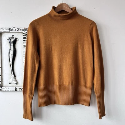 French Connection Gold Mustard Normcore Mock Neck Knit Pullover Sweater Size M - Image 1 of 4