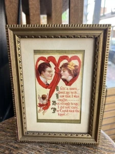 Antike gerahmte Harrison Fisher Postkarte von 1912 "Amor band den Knoten" ~ Cardtiq - Bild 1 von 9