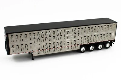 2022 DCP 1:64 SILVER & BLACK Wilson Silverstar QUAD-AXLE Livestock Semi Trailer - Image 1 of 3