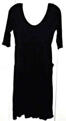 Pink Blush Maternity S Black Dress 3/4 Sleeve Pockets Scoop Neck Lined - Image 1 of 4