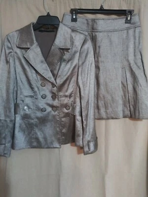 NICE WOMEN'S ETCETERA POLY LINEN SKIRT SUIT SZ 4 — 第 1/4 张图片