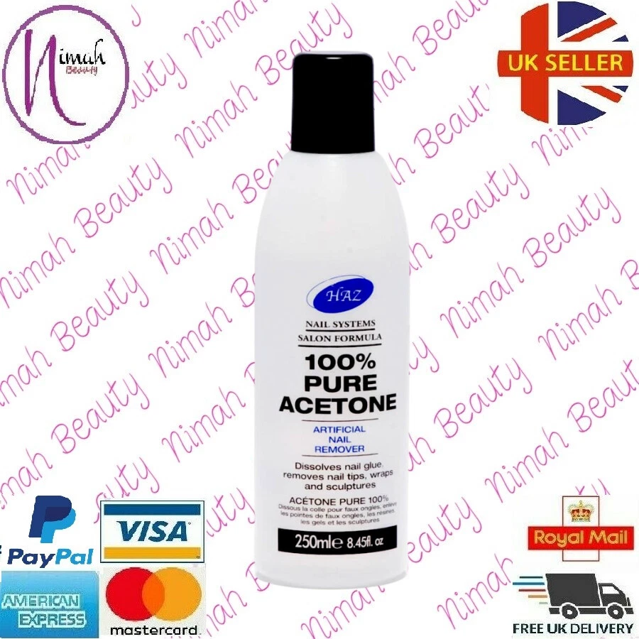 HAZ 100% Pure Acetone Nail Polish Varnish Tip Remover 250ml Pack of 1,2,3,6,12
