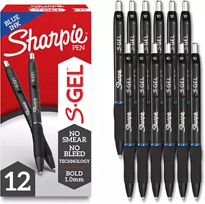 S-Gel Gel Pens Bold Point 1.0mm Blue Ink Pen 12 Count Roller Ball Pen, Pen,,, - Picture 1 of 12