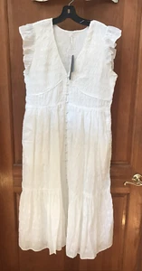 Abito midi Anthropologie Peregrine con volant smock nuovo con etichetta taglia XLP preppy splendido - Foto 1 di 11