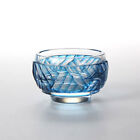 Satsuma Kiriko Wave Round Sake Cup Blue