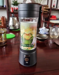 Black Portable Blender Juicer Cup USB Rechargeable Smoothies Mixer Fruit Machine - Picture 1 of 6