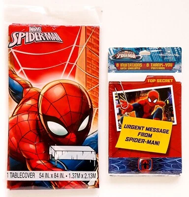 Ultimate Spider-Man 8 invitaciones/8 postales de agradecimiento + mantel de plástico 54X84 Foto 1 de 4