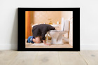 Man With Head In Toilet Poster Print-Funny Bathroom Art-857