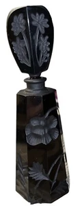 Vintage I.W. Rice Black Carved Perfume Bottle w/Original Labels Made in Japan - Picture 1 of 2