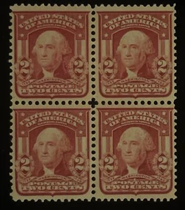 SCOTT #319f, 2c, CARMINE-ROSE, TY II, MOG, BLOQUE DE 4, ¡EN MUY BUEN ESTADO Y FRESCO! - CAT $775 - Imagen 1 de 2