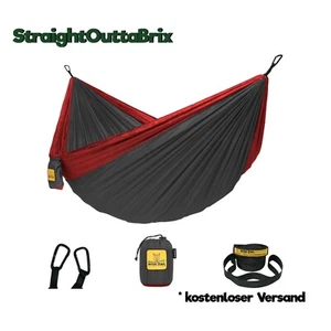 Wise Owl Outfitters Hängematte - Outdoor Hängematte für 1 Person - Anthrazit Rot - Bild 1 von 3