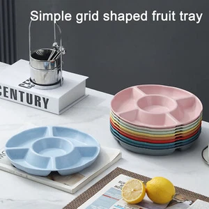Fruit Plate Durable Snack Tray Capacity Round Candy with 5 Compartments - Picture 1 of 20