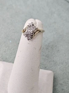 BEAUTIFUL LADIES SOLID 14K YELLOW GOLD NATURAL DIAMONDS COCKTAIL RING SIZE 5 - Picture 1 of 6