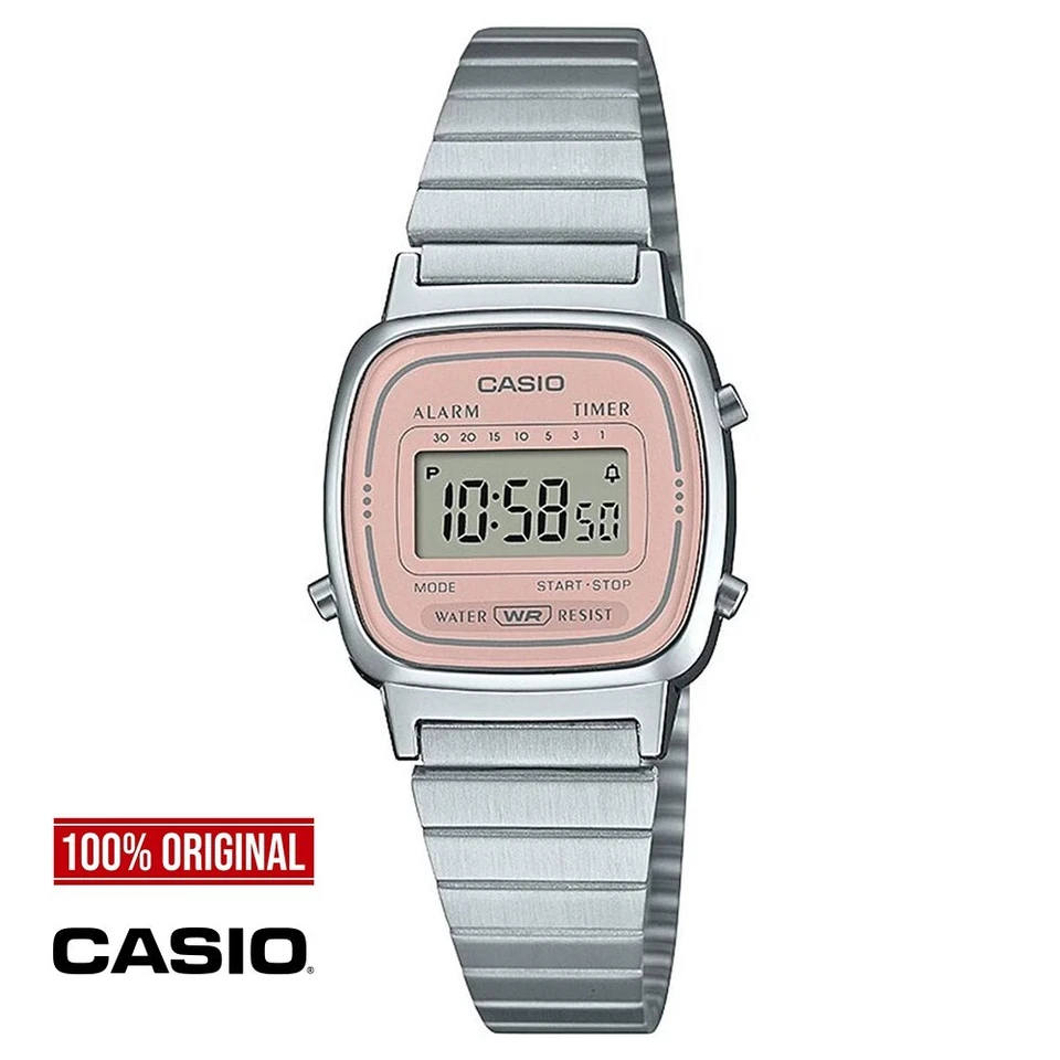 Orologio Casio Vintage da Donna LA670WEA-4A2EF Argento Rosa Digitale in Acciaio - Immagine 1 di 1