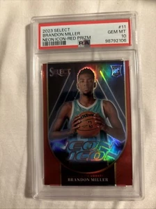 2023-24 Select Green Prizm Neon Icon Brandon Miller RC Charlotte Hornets #11 SP - Picture 1 of 4