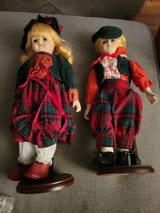 Vintage Porcelain Dolls Joy to the World Nina & Nicky Christmas Set in Box - Picture 1 of 12