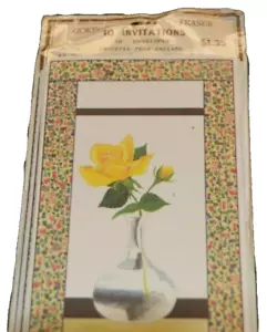 Invitaciones de fiesta GORDON FRASER 10 tarjetas/sobres ROSAS AMARILLAS Inglaterra Nuevo en paquete De Colección - Imagen 1 de 3