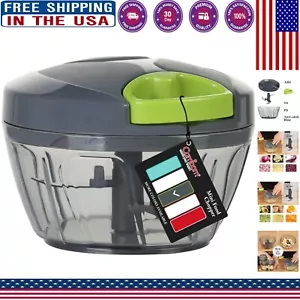 Compact Hand-Pull Vegetable and Fruit Chopper - Safe BPA-Free Kitchen Gadget - Picture 1 of 8