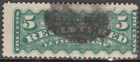 CANADA Postage Stamp - 1875 - 5c Registered Letter (Sc. #F2) - Used Cover