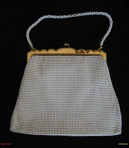 WHITING DAVIS WHITE MESH PURSE HANDBAG & ORIGINAL MATCHING CHANGE COIN PURSE - Picture 1 of 6