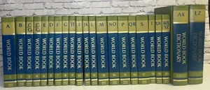 VTG World Book Encyclopedia 1969 Complete Set 20 Books + 2 Dictionaries Staging - Foto 1 di 6