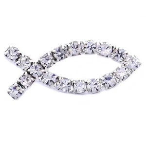 Broche Broche Ichthys Tono Plateado Transparente Mujeres Hombres Joyería p820 - Imagen 1 de 1