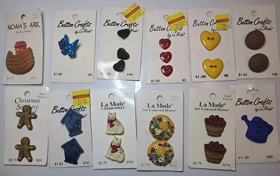 Lot Of 12 Cards La Mode Crafts Sets And Singles Buttons NOS  Original Cards - Image 1 of 4
