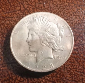 1923 A Morgan Peace Silber Dollar Münze 1 $ Denver Mint Mark USA #2 - Bild 1 von 2