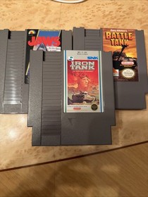 NES Game Lot Iron Tank Battle Tank & Jaws Lot Of 3 Clean & Authentic