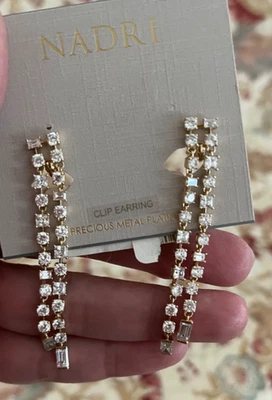 Nadri 18k gold plated Clip-on Linear Earrings $98 - Image 1 of 4