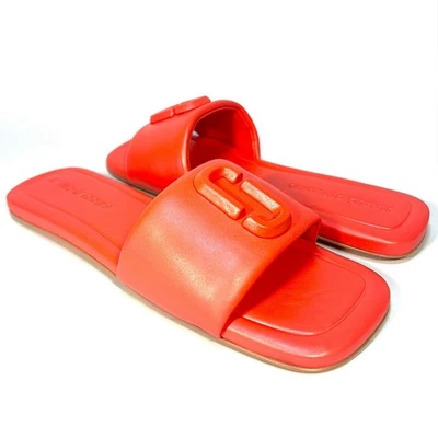 MARC JACOBS Womens J Logo Leather Slide Sandals Electric Orange 10 (MSRP $250) - Image 1 of 4