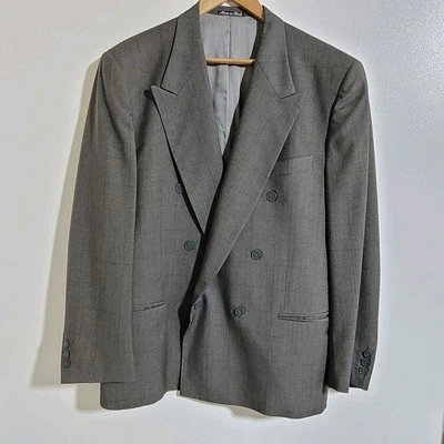 Mani Italy Men US 42R  Wool Sports Coat Blazer Grey Double breasted  - Image 1 of 4