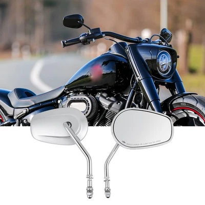 Espejos retrovisores cónicos cromados para motocicleta Harley Dyna Fatboy Fat Bob Foto 1 de 4