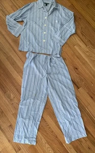 Lauren Ralph Lauren Damen Pyjama Set Gr. L blau weiß gestreift Monogramm L - Bild 1 von 8