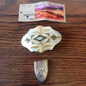 MONTANA SILBERSCHMIEDE GÜRTELSCHNALLE MIT GÜRTELSPITZE - Bild 1 von 7