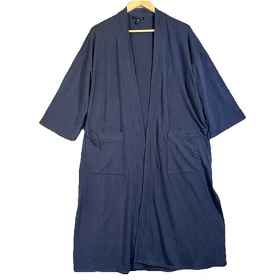 Eileen Fisher Robe Womens XS Blue Open Front 1/2 Sleeve Pockets Tencel Stretch - Image 1 of 4