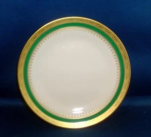 Plato de pan de porcelana verde y dorado italiano Richard Ginori verde real bruñido - Imagen 1 de 3