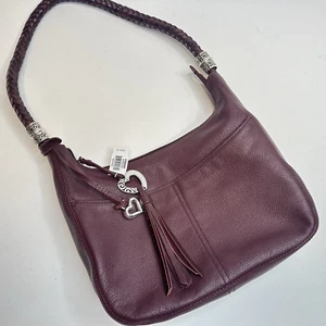 Chic BRIGHTON Barbados Zip Top Hobo, Brand New Wine Pebbled Leather - Picture 1 of 9
