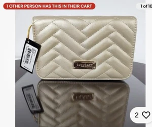 NWT BEBE Gold Sophia Crossbody Bag Small Vegan Purse Quilted Chain Strap 5x7x2 - Picture 1 of 7