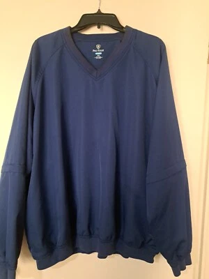 PGA Tour Hombre Azul Cortavientos, Abrigo de Lluvia XXL Pullover Cuello en V Manga Extraíble Foto 1 de 4