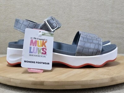 Sandalias de patín Muk Luks para mujer talla 9 azul polvoriento 1200213-401 gruesas Foto 1 de 4